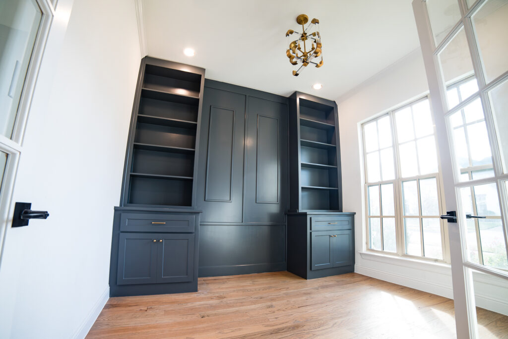 office built-in with shaker cabinets