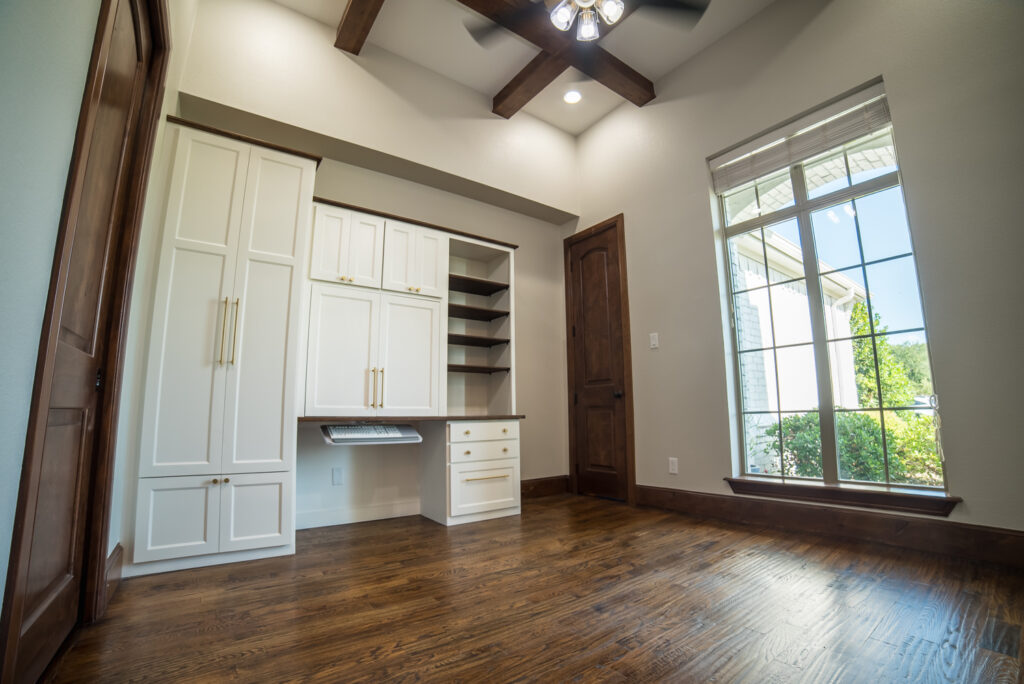 home office with custom built-in desk